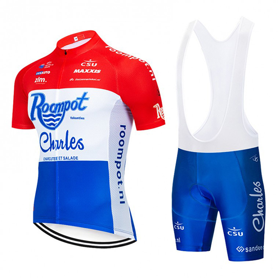 2019 Maillot Roompot Charles Tirantes Mangas Cortas Rojo Blanco Azul